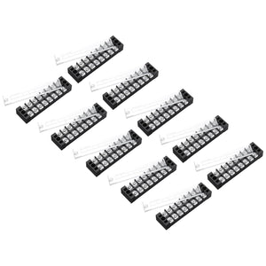 10 Pcs Barrier Terminal Strip Block 600V 25A Dual Rows 8 Positions Rail Base Screw Connector(The Shell is Made of Flame Retardant and Heat Resistant Material)