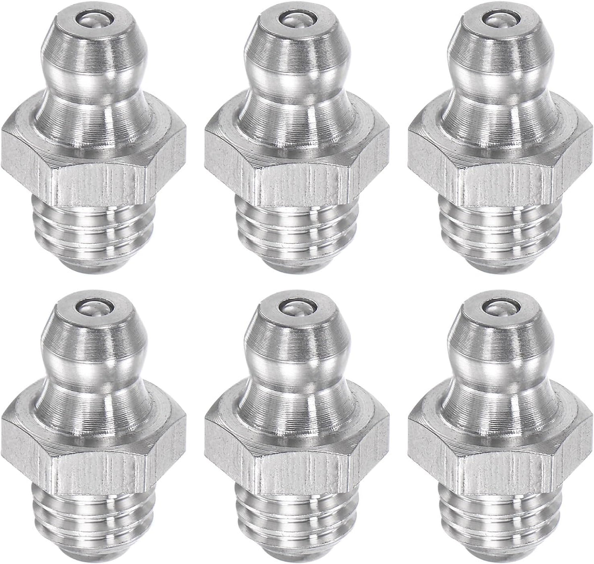 6Pcs Metric Stainless Steel Straight Grease Fitting M8 x 1.25mm Thread Hydraulic Grease Fitting Accessories