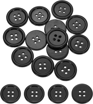 20Pcs Natural Shell Buttons, 20mm 4-Hole Round Shell Craft Sewing Button, Decorative Accessories for Coats, Shirts, Clothing DIY Projects, Black