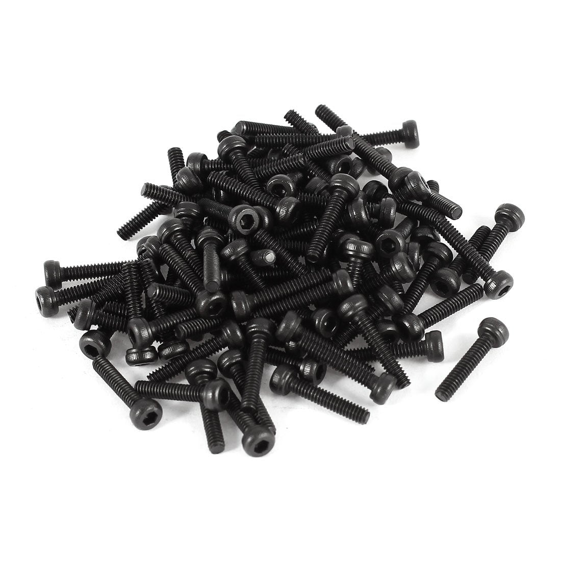 100 Pcs 12.9 Steel Alloy Countersunk Hex Socket Knurled Pan Head Bolt Screw M2x10mm Black