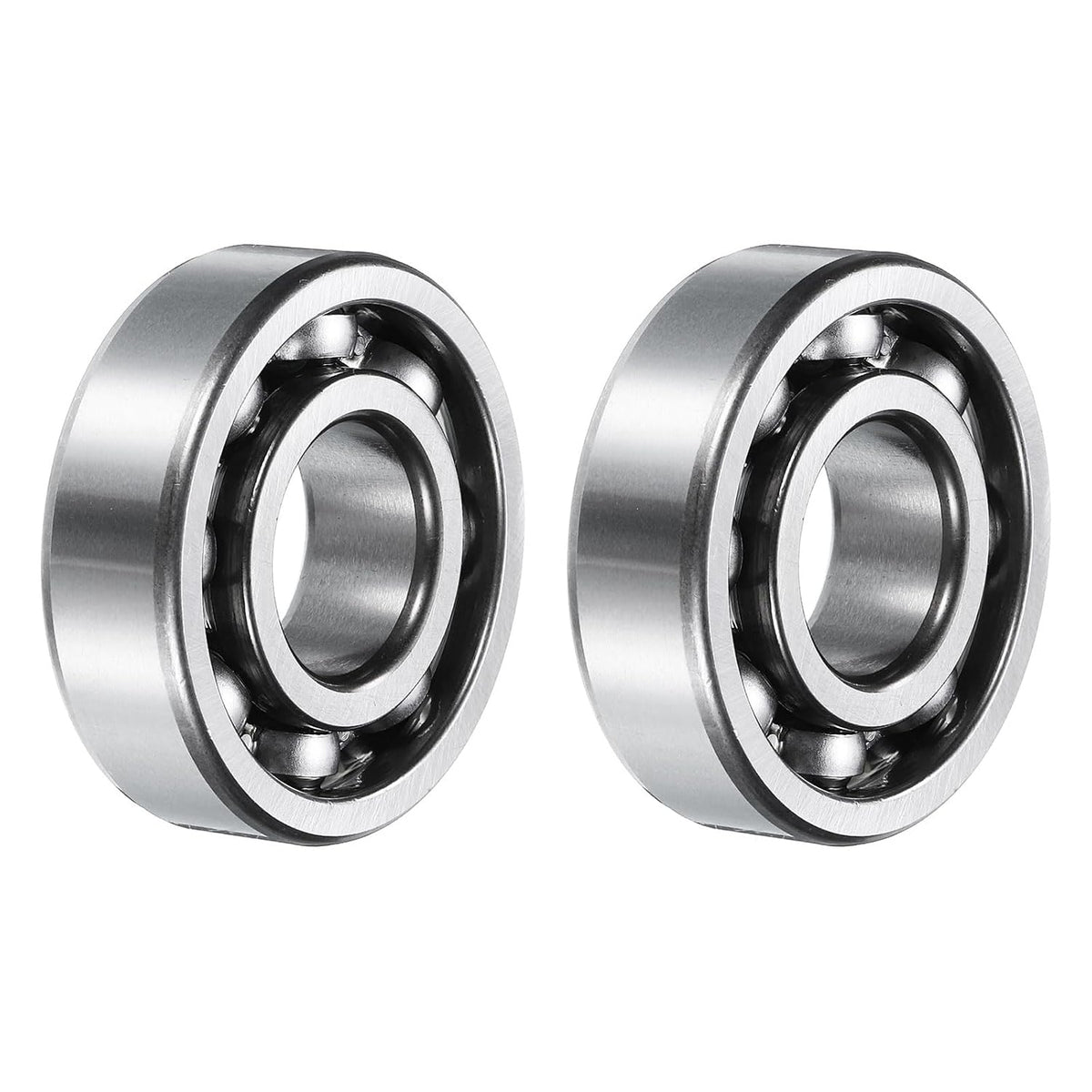 6204 Deep Groove Ball Bearings, 2pcs 20mm I.D x 47mm O.D x 14mm Thick C3 Open Type Chrome Steel (ABEC5, Silver Tone)
