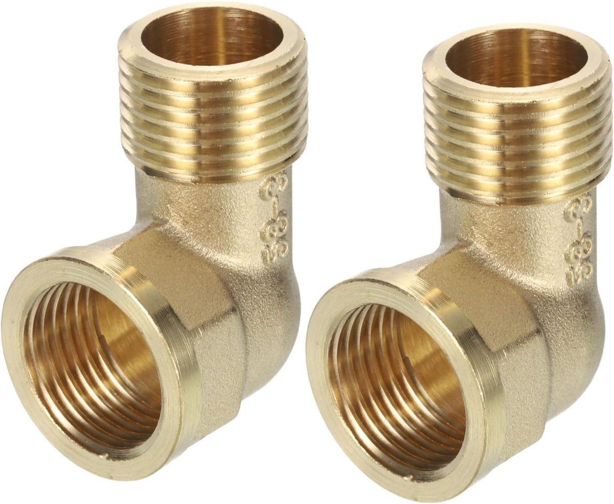 Brass Hose Fitting 90 Degree Elbow G1/2 Male x G1/2 Female Pipe Fittings 2 Pcs