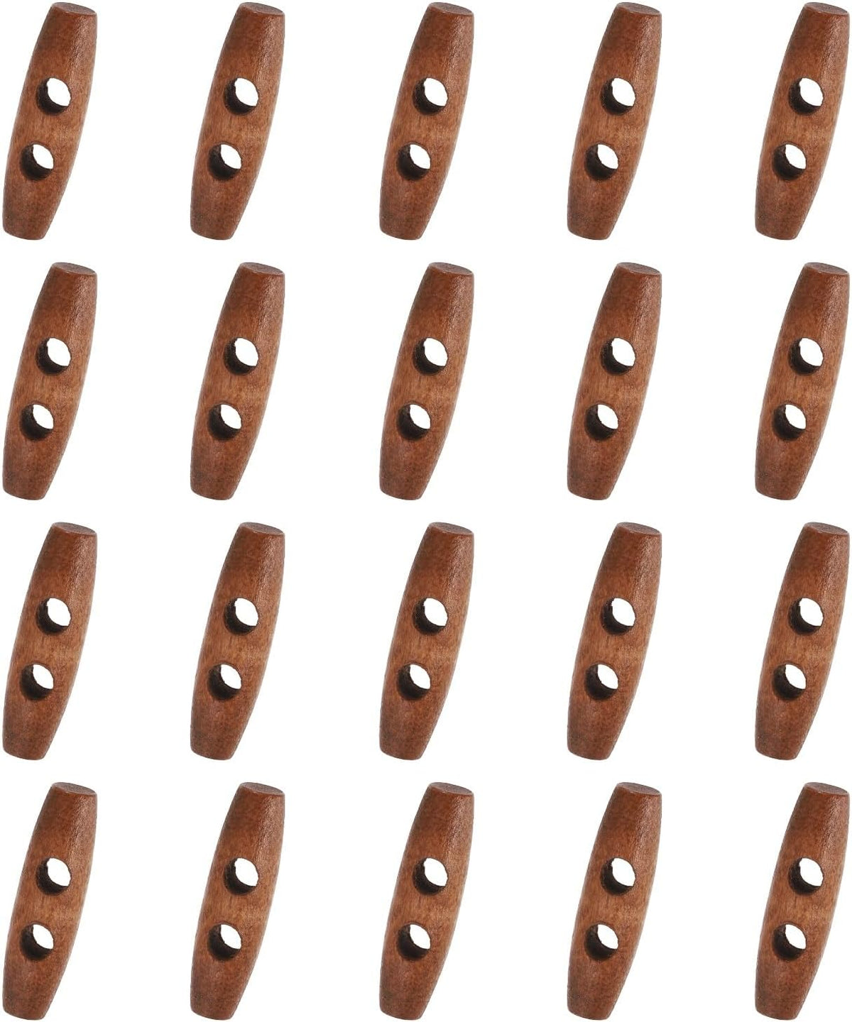 50 Pcs Wood Sewing Toggle Buttons, 40mm/1.57" 2 Holes Olive Shape Wood Sewing Horn Toggle Buttons for DIY Coat Clothing Accessories Clothes Decorative, Mahogany Color