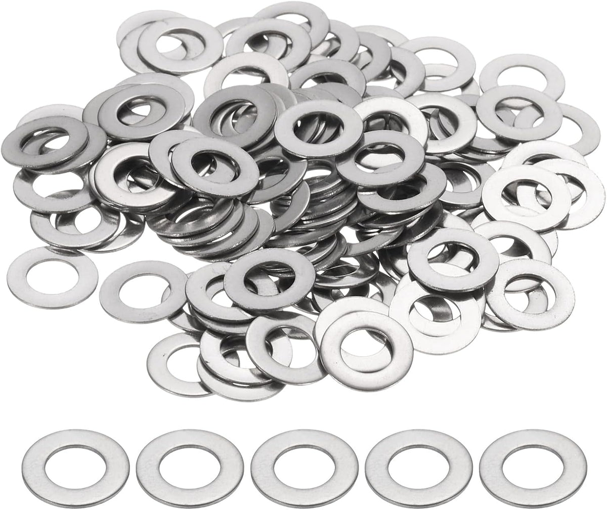 M5 Flat Washer for Screw, 120Pcs 304 Stainless Steel Washers 5MM ID x 10MM OD x 0.5MM Thick for Bolts, Factories Repair, Kitchens, Shops, and Outdoor Construction (Silver Tone)