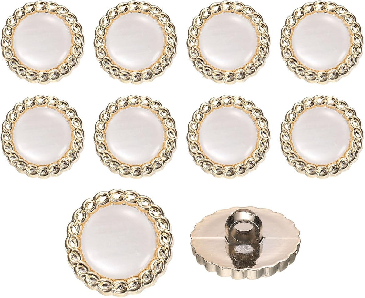 10Pcs 25mm Round Resin Vintage Clothes Sewing Button Metal Coat Wave Buttons Craft Accessories for Garment Coat Decoration Crafts DIY Project, White
