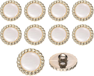 10Pcs 25mm Round Resin Vintage Clothes Sewing Button Metal Coat Wave Buttons Craft Accessories for Garment Coat Decoration Crafts DIY Project, White