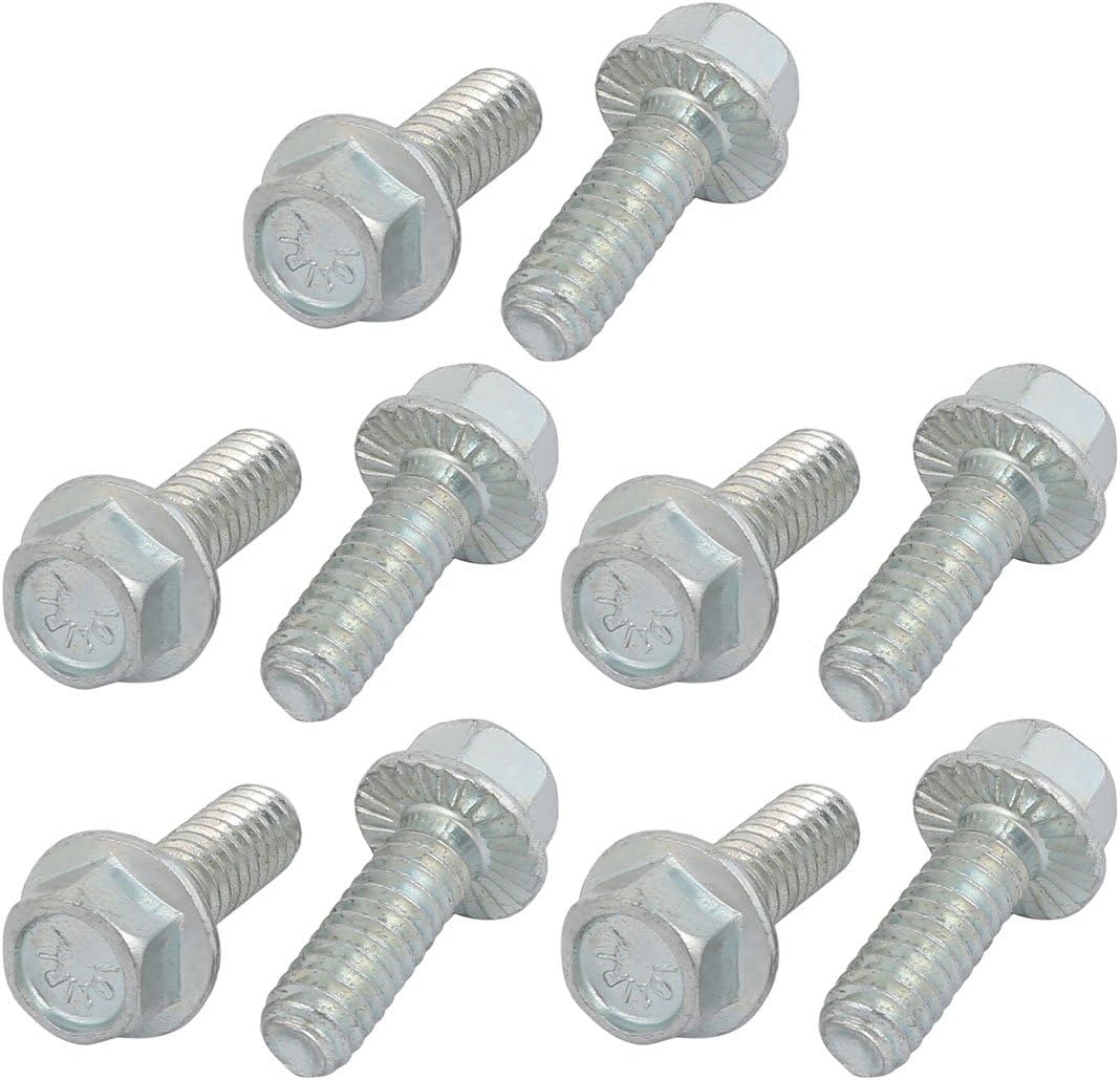10Pcs 1/4-20 x 3/4 Inch Thread Carbon Steel Hex Serrated Head Flange Screw Bolt