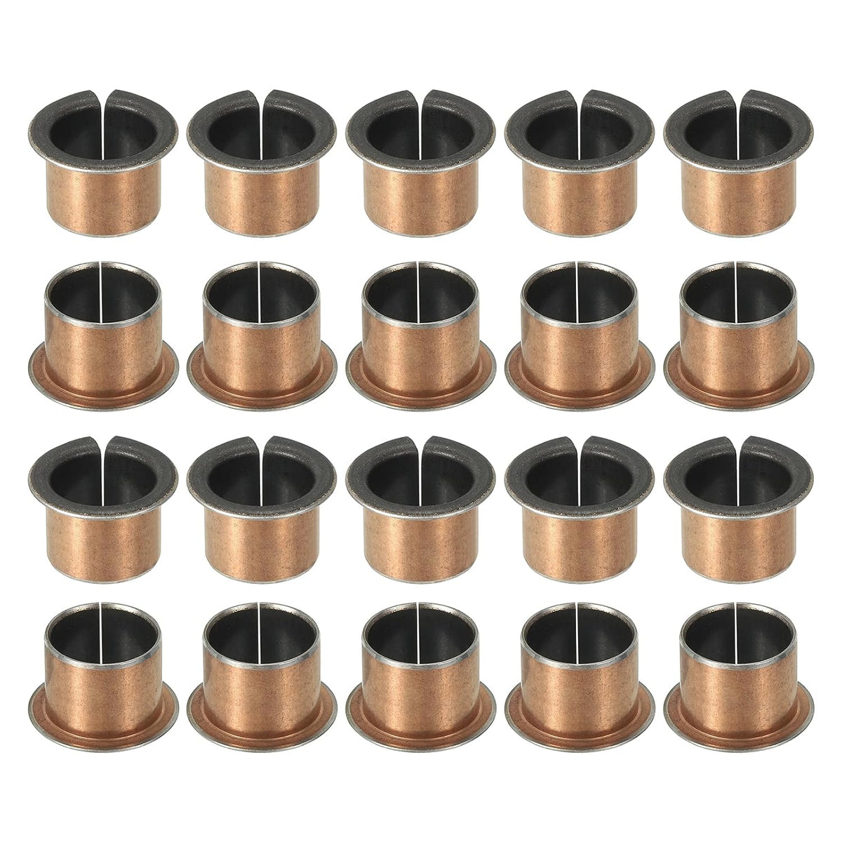 20Pcs Flanged Sleeve Bearing, 16mm Bore x 18mm OD x 15mm Length, 24 x 1.0mm Flange Dia x t Sintered Bronze Bushings Self-Lubricating Bearings for Industrial Equipment