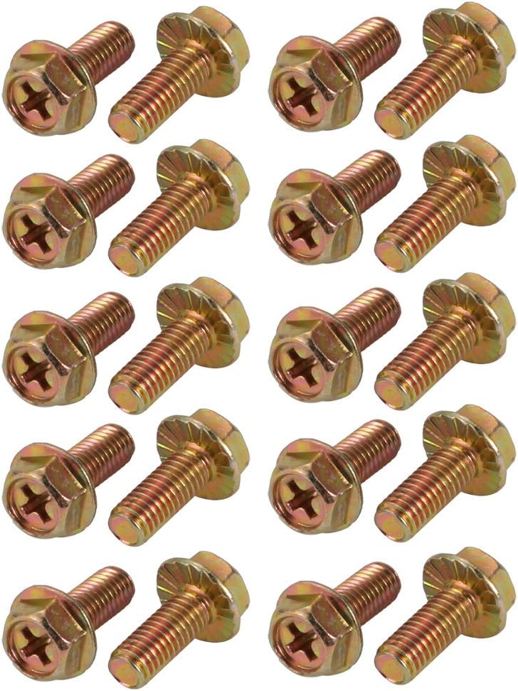 20Pcs M5x12mm Yellow Zinc Plated 4.8 Grade Phillips Drive Serrated Flange Hex Head Bolt
