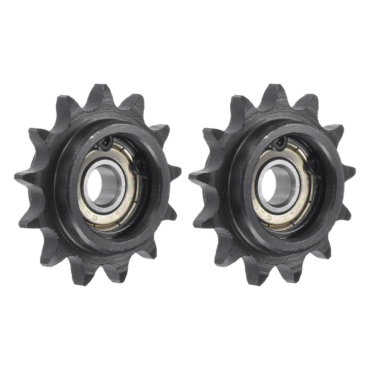 Chain Idler Sprocket 8mm Bore, 13 Tooth Sprocket Tensioner, C45 Carbon Steel Roller Chain Sprocket with Bearing for ISO 06B Chain, 2Pcs