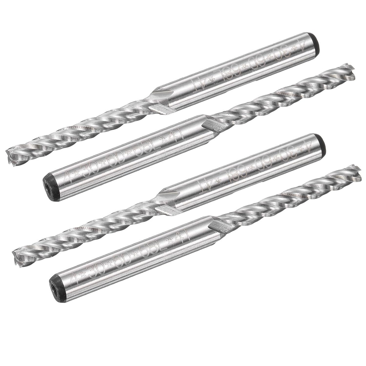 4pcs HSS-AL 4mm Cutting Dia 6mm Shank 4 Flutes End Mill Milling Cutter Router Bits Upcut Spiral Milling Cutter Tool for Wood PVC MDF Engraving