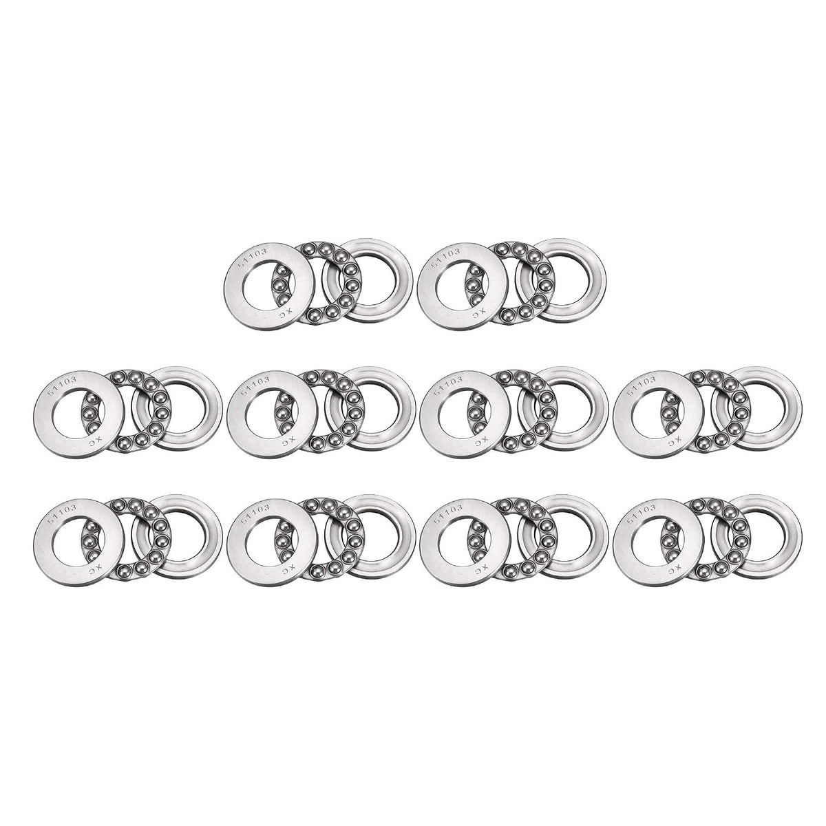 51103 Miniature Thrust Ball Bearing 17mm x 30mm x 9mm Chrome Steel with Washer 10pcs