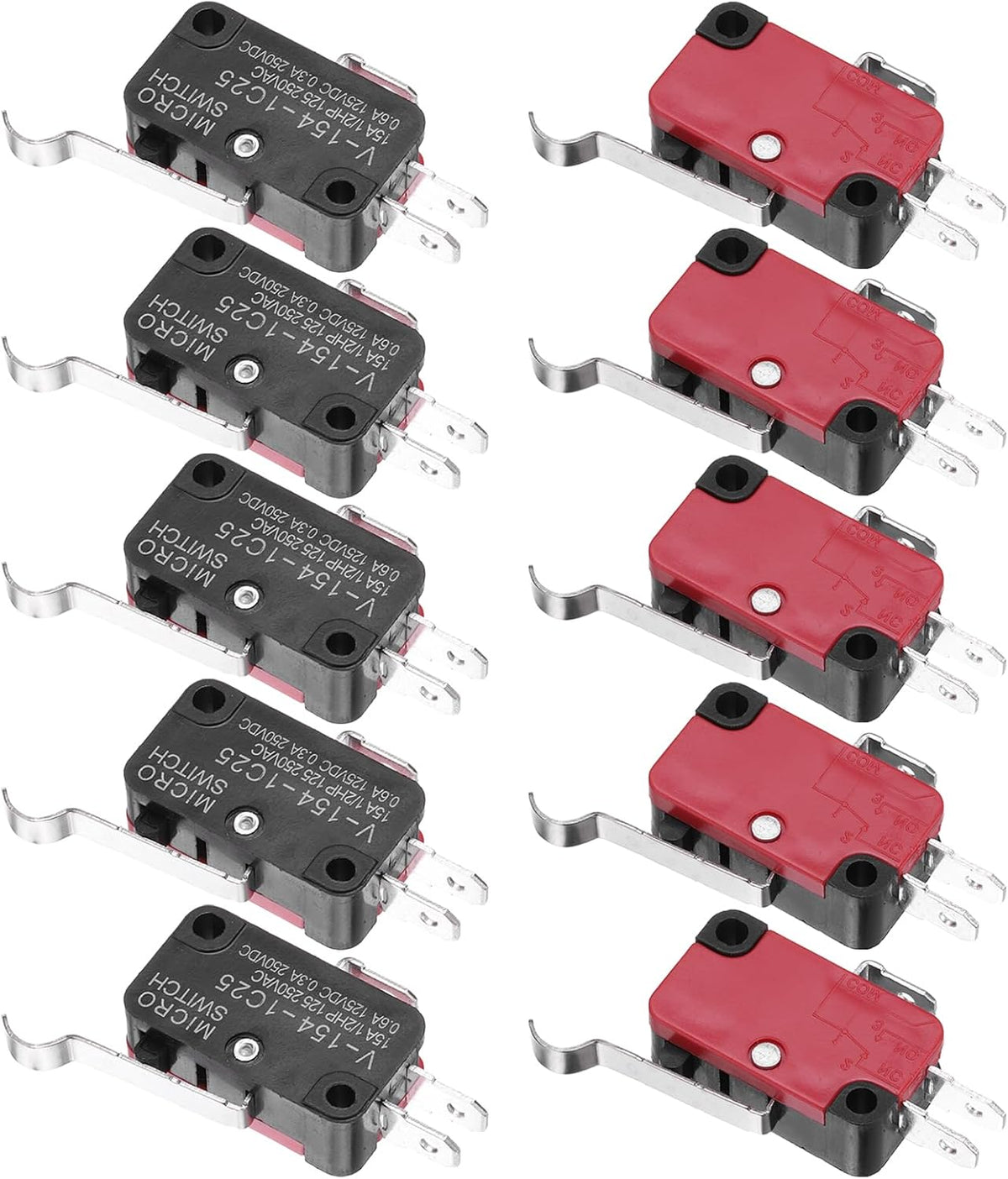 10Pcs V-154-1C25 1NO + 1NC Micro Limit Switch 15A 125/250VAC Waterproof Miniature Micro Switches for Precision Components