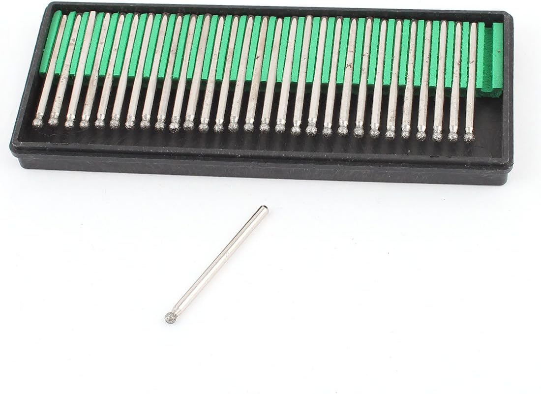 3mm x 3mm Ball Head Buffing Bits Diamond Mounted Point 30 Pcs