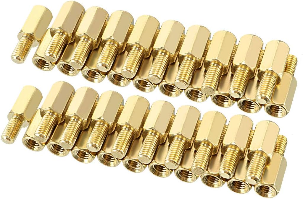 40pcs M3 8+6mm Female Male Thread Brass Hex Standoff Spacer Screws PCB Pillar