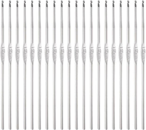 20Pcs Crochet Hook Stainless Steel 1.6mm Metal Knitting Needles for DIY Craft Lace Yarn