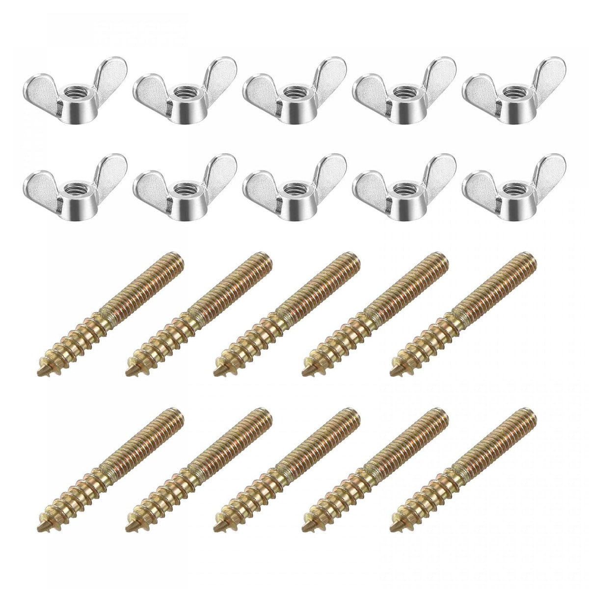 M4 Wing Nuts Butterfly Nut Silver Tone 10pcs and M4x30mm Hanger Bolt Double Headed Screw 20pcs