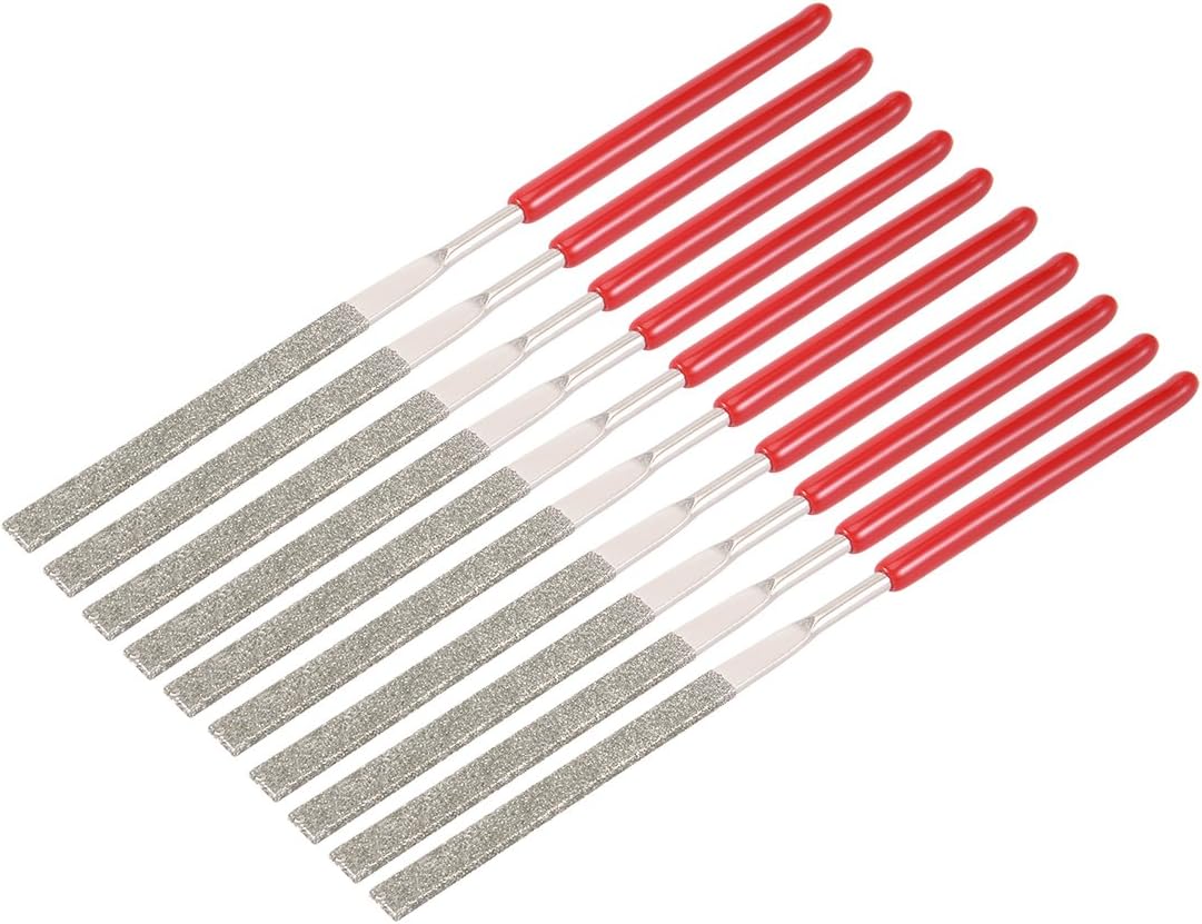 10pcs Flat Diamond Needles File 2mm x 100mm 150 Grit for Metal Glass Wood Stone Grinding Polishing Engraving