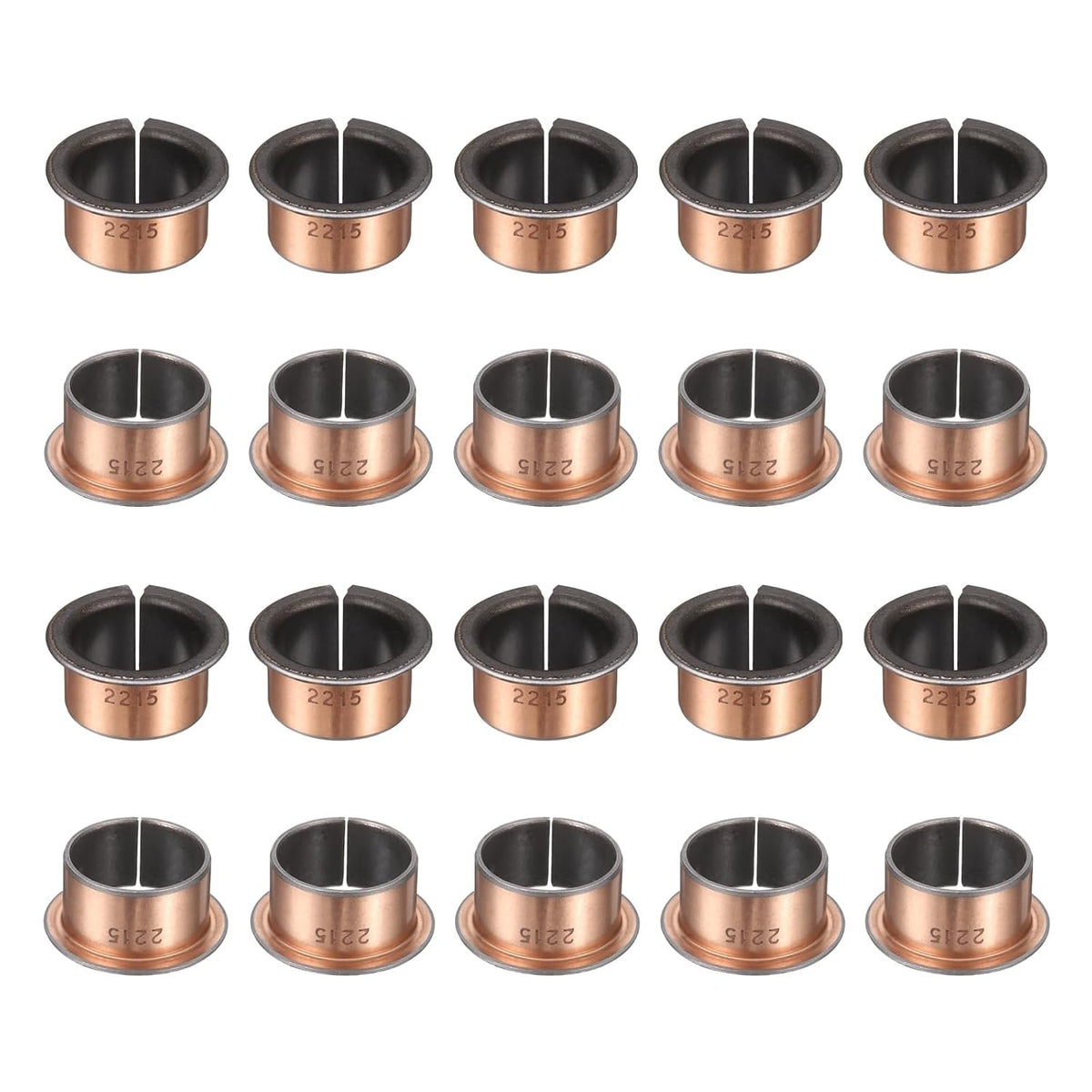 20Pcs Flanged Sleeve Bearings, 22mm Bore x 25mm OD x 15mm Length x 32mm, Sintered Bronze Wrapped Oilless Bushings