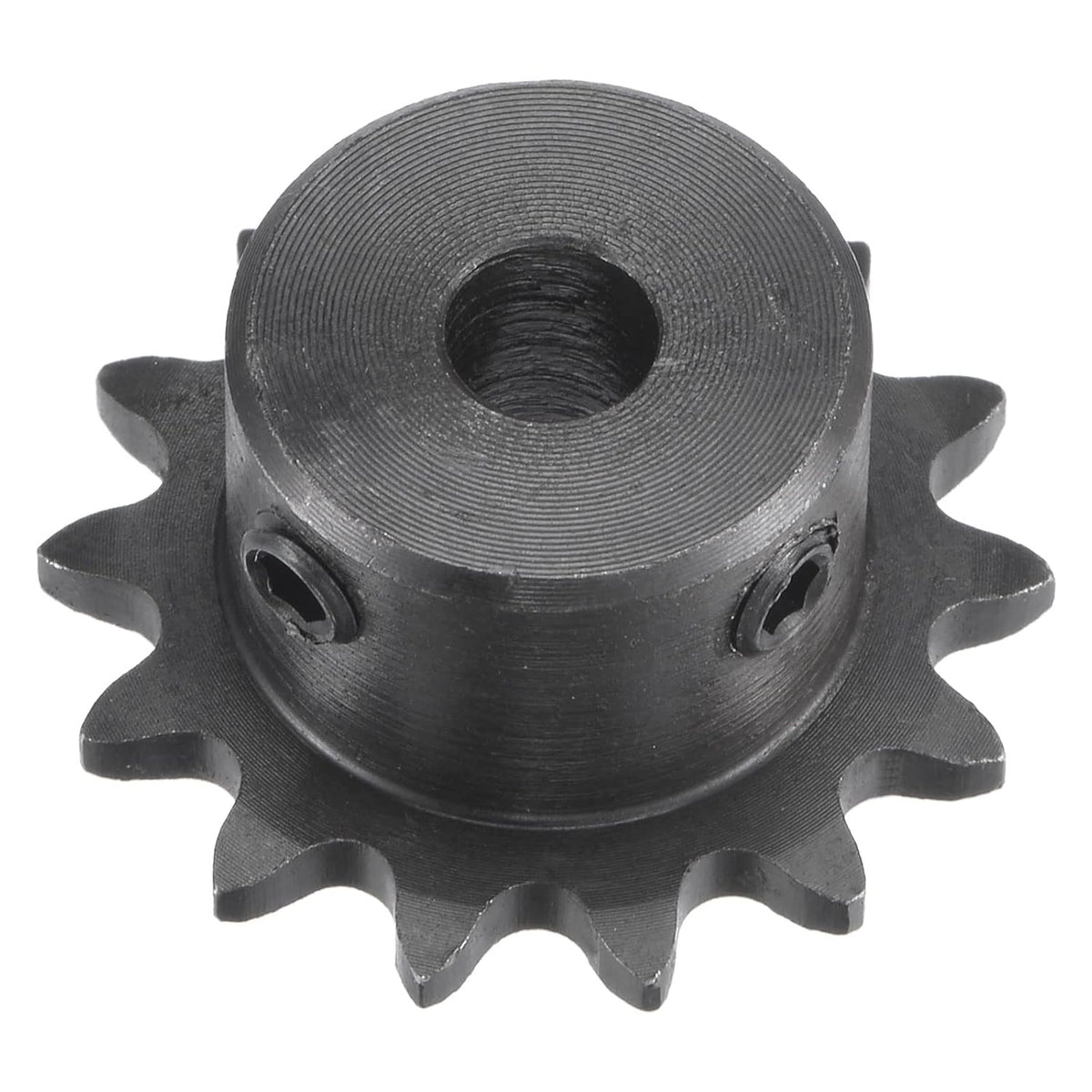 14 Tooth Roller Sprocket B Type, #25 Chain, Single Strand 1/4" Pitch, 6.35mm Bore Black Oxide C45 Carbon Steel with Set Screws for ISO 04C