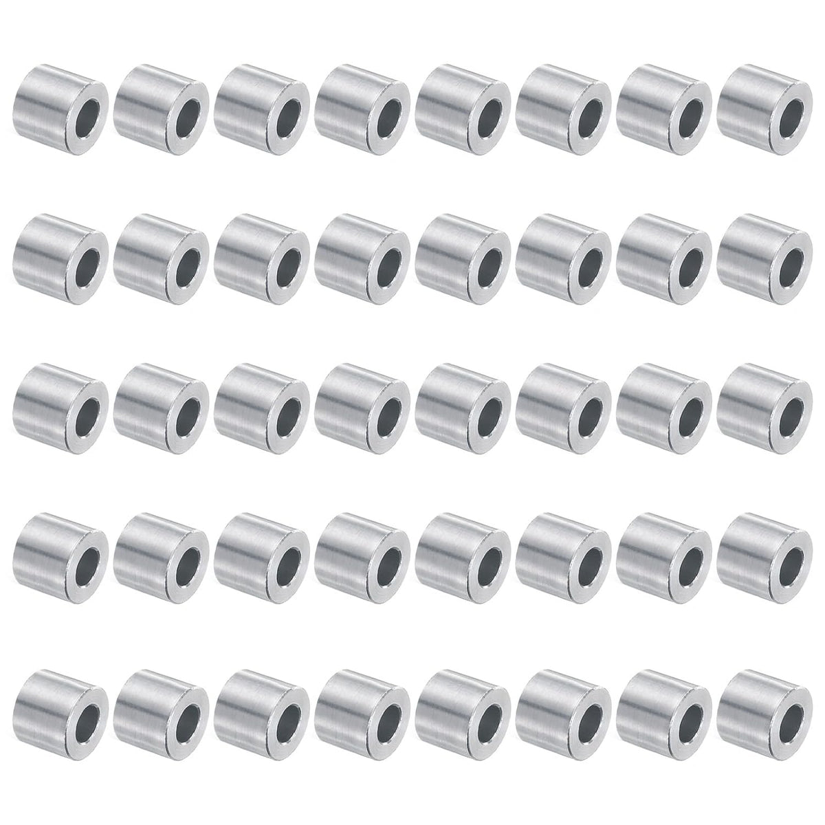 40pcs Aluminum Spacer 5mm Bore x 10mm OD x 9mm Length Screw Standoff Bushing Plain Finish Round Metal Spacer for M5 Screws Bolts and Rods