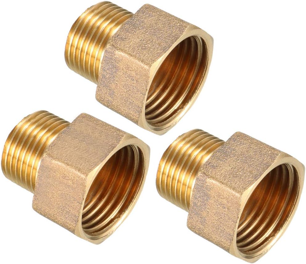 Brass Threaded Pipe Fitting G3/8 Male x G1/2 Female Coupling 3pcs