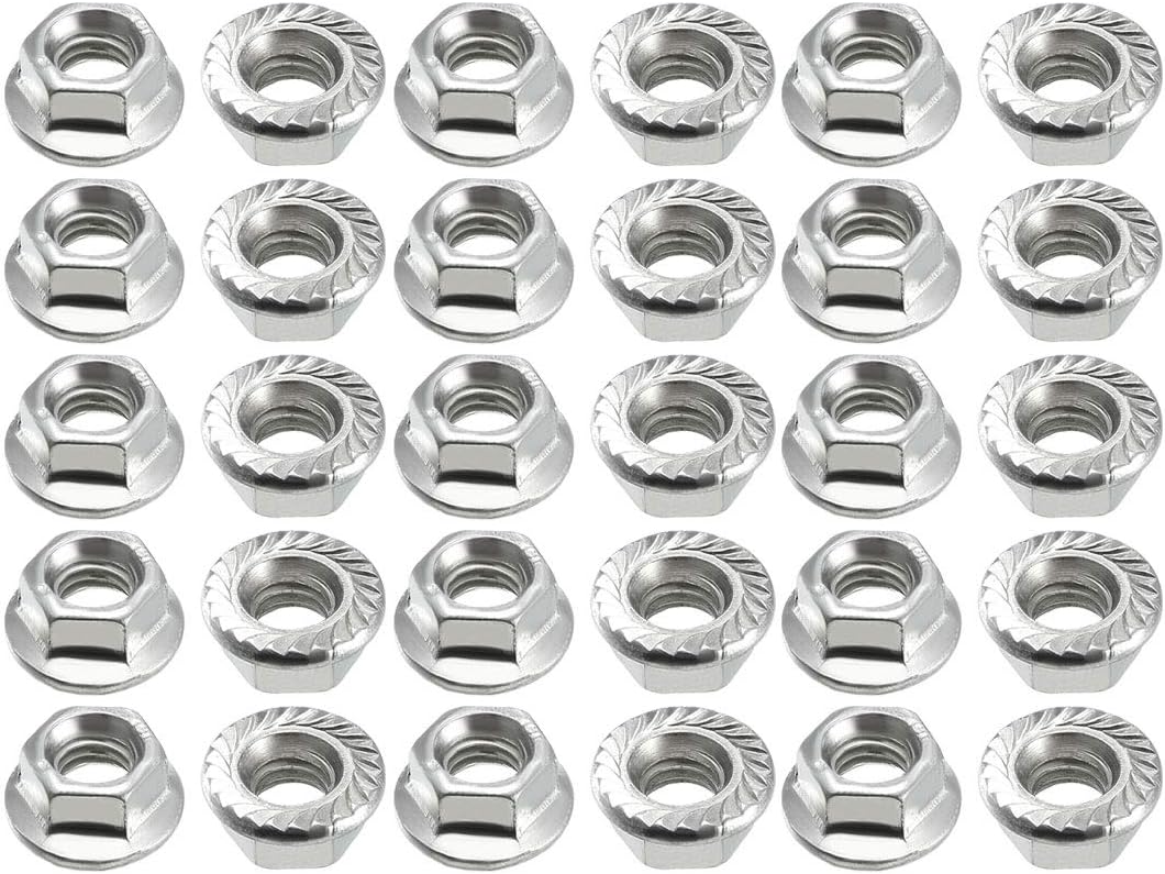 M5 Serrated Flange Hex Lock Nuts, Carbon Steel 60 Pcs