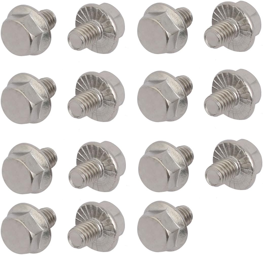 M6x8mm Thread 304 Stainless Steel Hex Head Serrated Flange Screw Bolt 15pcs