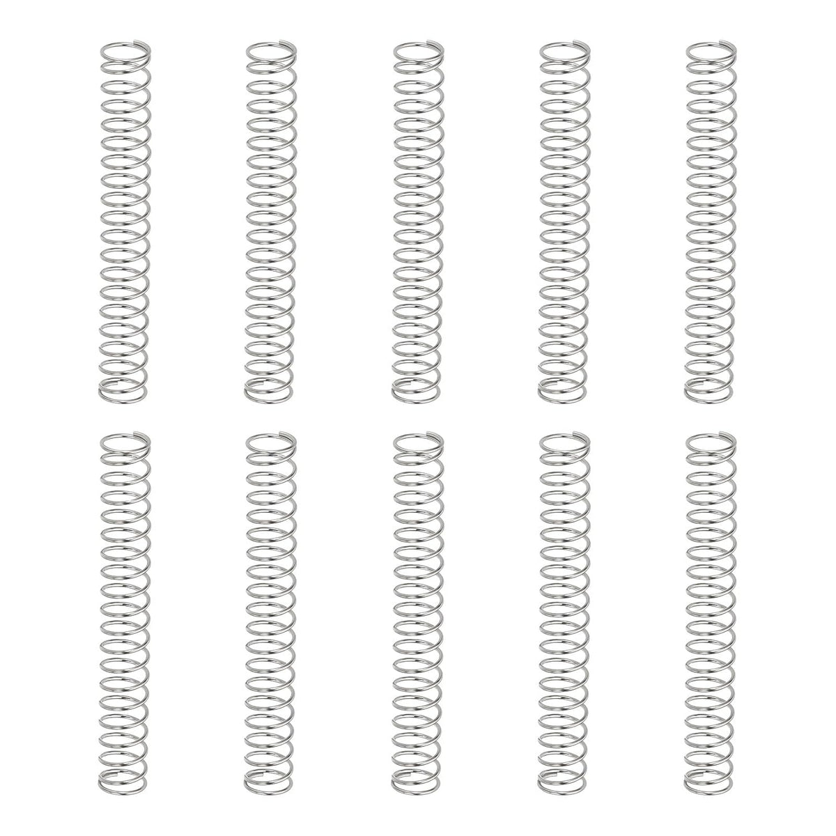 10Pcs Compression Springs, 0.5mm Wire Diameter x 6mm OD x 45mm Length 304 Stainless Steel Extension Spring Ballpoint Pen Pressure Springs for Shop Home Repairs, Silver