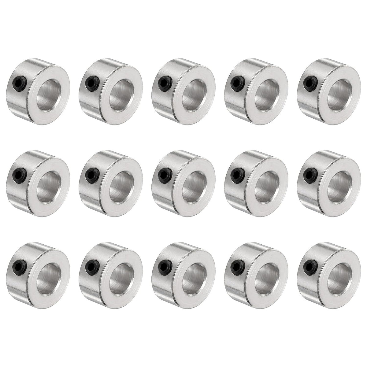 15pcs Set Screw Collars 10mm Bore Shaft Collars, 20mm OD, 10mm Width, Drill Stop Collar, Carbon Steel Drill Bits Depth Collars