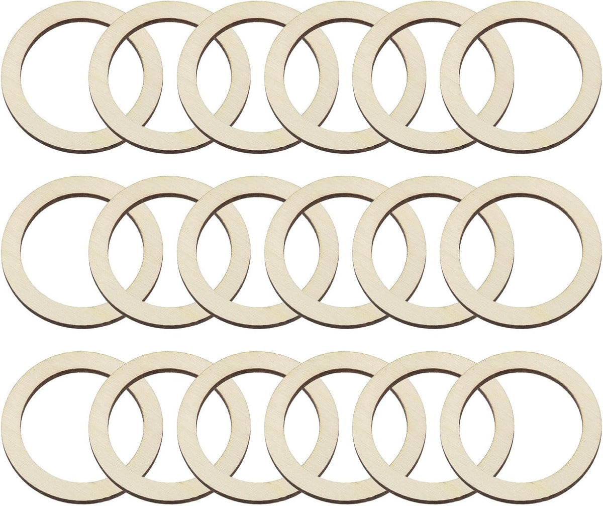 100Pcs 40mm(1.6-inch) Natural Wood Rings, Unfinished Wooden Pieces Circle Ornaments Wreath Frame Ring for Home Decor, DIY Crafting