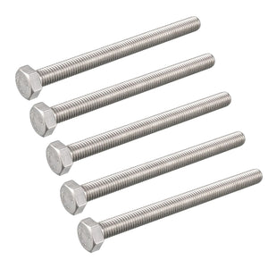 M8 x 100mm A2 Stainless Steel Fully Threaded Hex Head Screw Bolt 5 Pcs