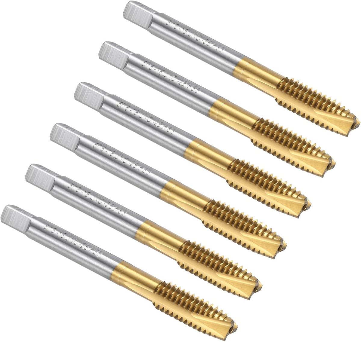 Spiral Point Plug Threading Tap 5/16-18 UNC Thread, Ground Threads H2, High Speed Steel 6542, Titanium Coated, Screw Taps Tapping Bit for Thread Repair, 6pcs