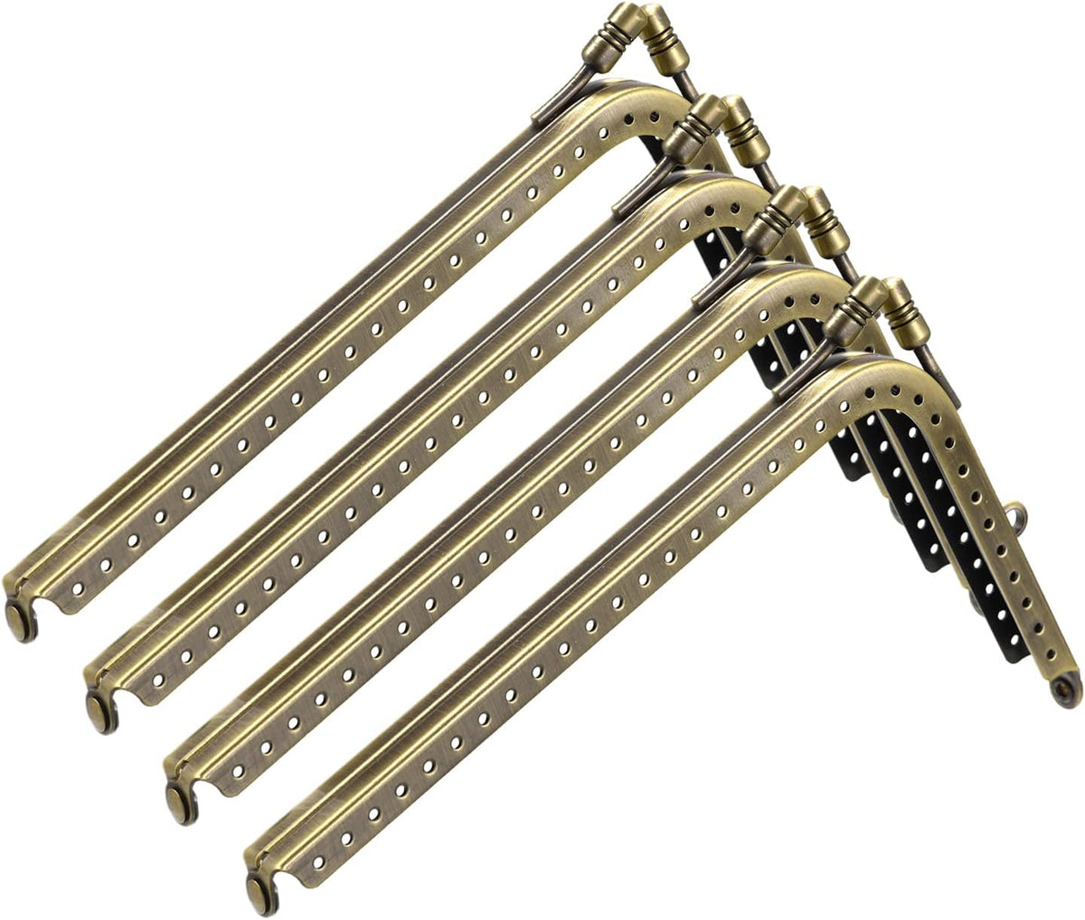 Metal Purse Frames - 6.1" 4Pcs Rectangle Kiss Lock Clasp Frame Embossed Clutch Frame for Coin Purse Sewing Bag Making DIY Craft, Bronze