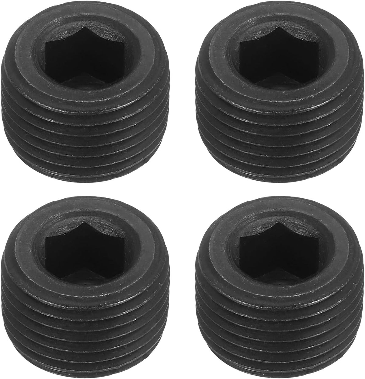 4Pcs Male Thread Socket Pipe Plugs, M18-1.5x12mm Carbon Steel Internal Hex Thread Pipe Caps for Pipe Fitting and Sealing, Black