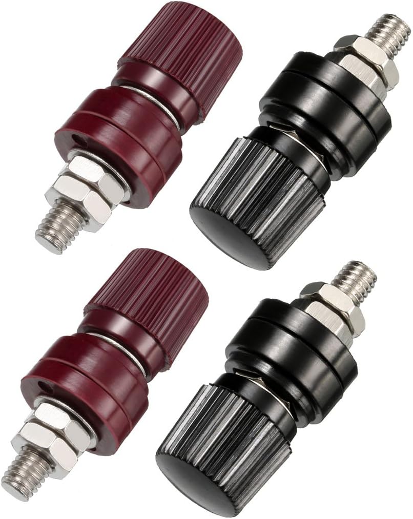 4 Pcs Terminal Binding Post M6 Threaded Diameter JR2068 Black and Red