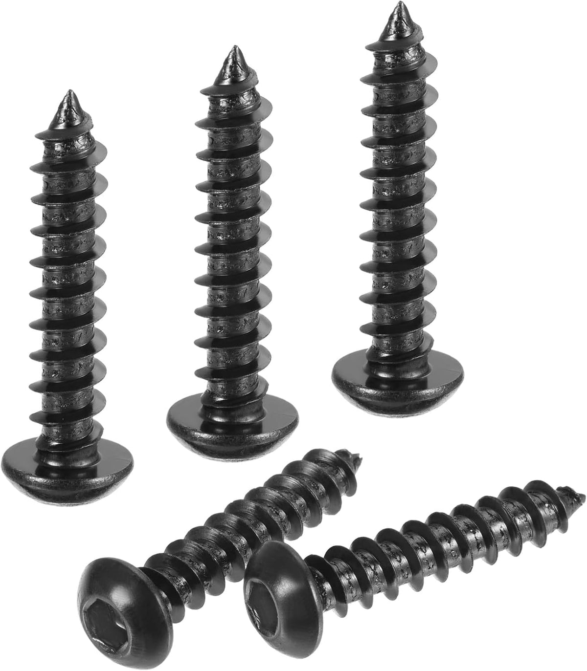 Hex Socket Self Tapping Screws, M6 x 30mm Carbon Steel Wood Screw 50pcs