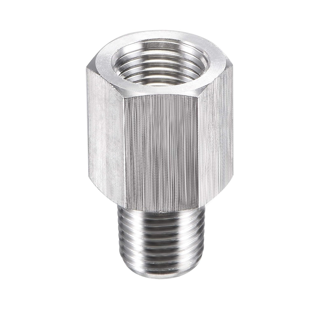 Pipe Fitting Reducer Adapter 1/8" NPT Male x 1/8" NPT Female for Water Oil Air Pressure Gauge Temp Sensor, Stainless Steel