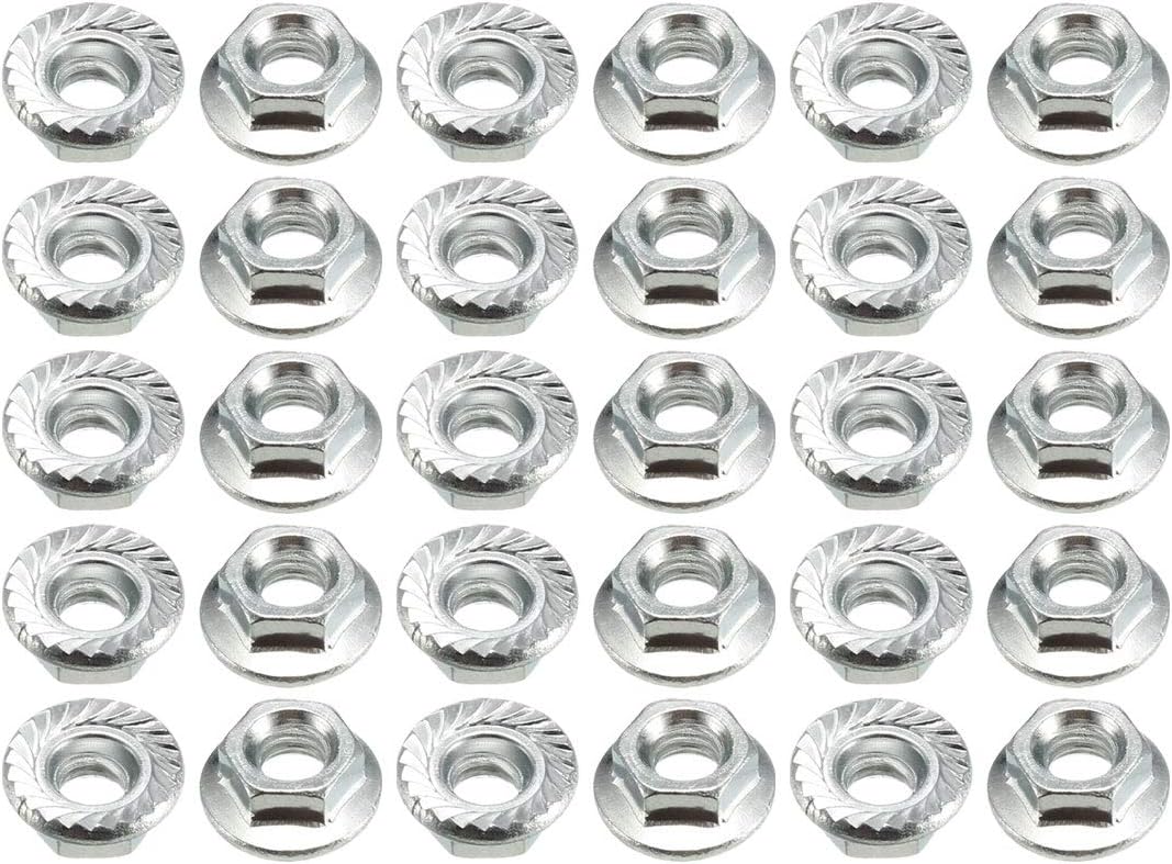 M4 Serrated Flange Hex Lock Nuts, Carbon Steel 60 Pcs