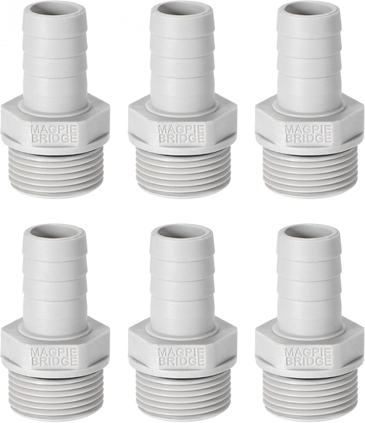 PVC Barb Hose Fitting Connector Adapter 12mm or 15/32" Barbed x G3/4 Male Pipe 6pcs
