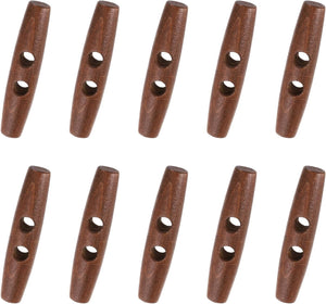 10 Pcs Wood Sewing Toggle Buttons, 80mm/3.15" 2 Holes Olive Shape Wood Sewing Horn Toggle Buttons for DIY Coat Clothing Accessories Clothes Decorative, Mahogany Color