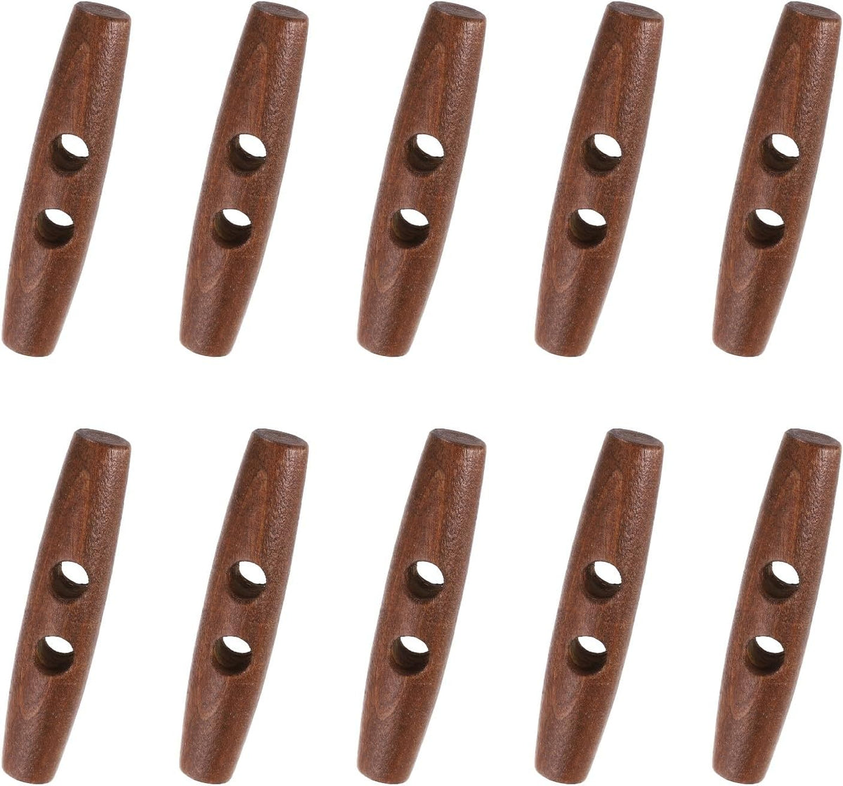 10 Pcs Wood Sewing Toggle Buttons, 80mm/3.15" 2 Holes Olive Shape Wood Sewing Horn Toggle Buttons for DIY Coat Clothing Accessories Clothes Decorative, Mahogany Color