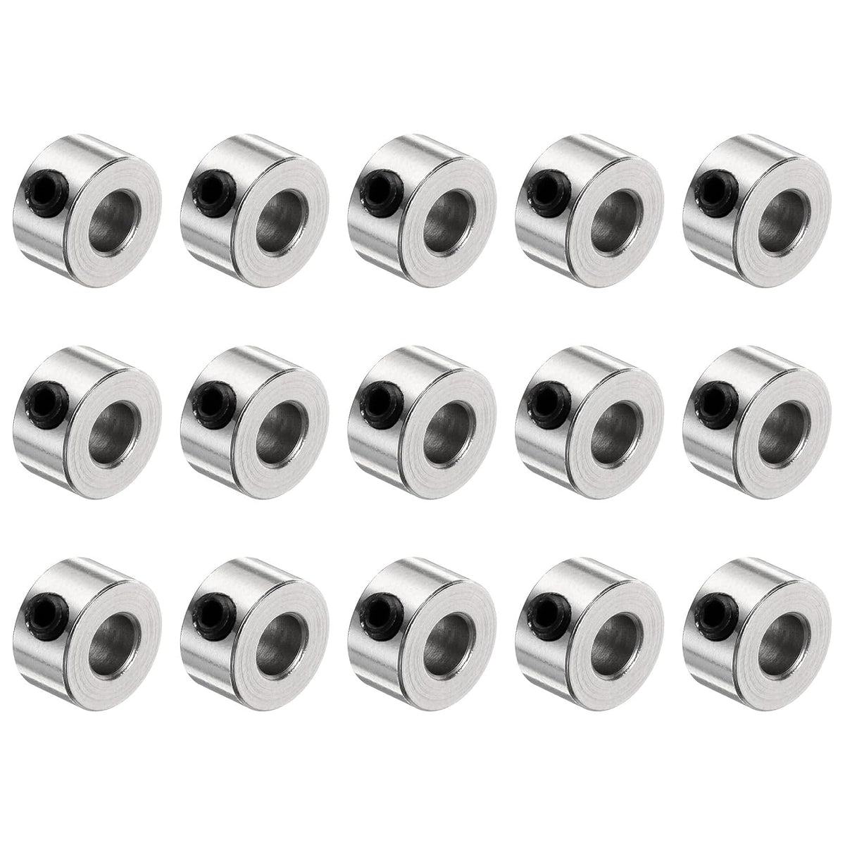 15pcs Set Screw Collars 4.05mm Bore Shaft Collars, 9mm OD, 5mm Width, Drill Stop Collar, Carbon Steel Drill Bits Depth Collars