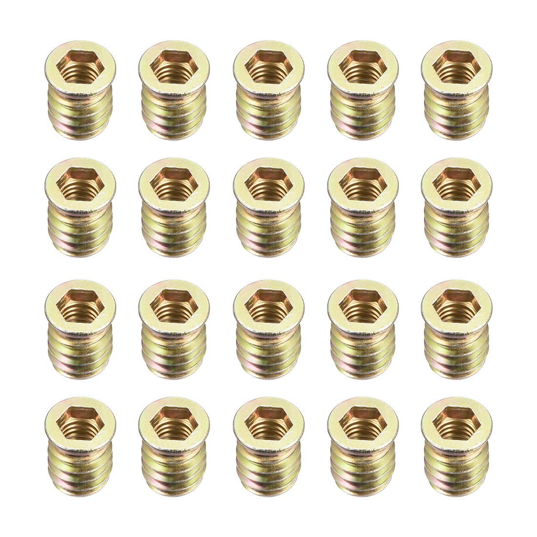 Wood Furniture M8x17mm Threaded Insert Nuts Interface Hex Socket Drive 20pcs