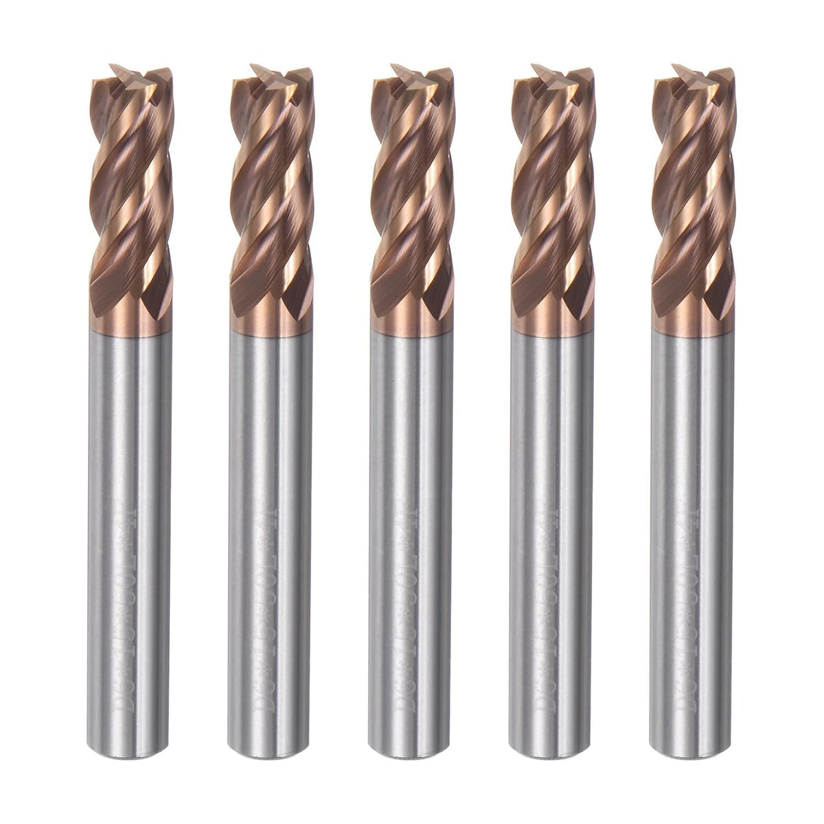 5pcs 6mm Dia 6mm Shank Square Nose End Mill 4 Flutes HRC55 Carbide AlTiN Coated CNC Router Bits Cutter Tools for End Milling CNC Machining