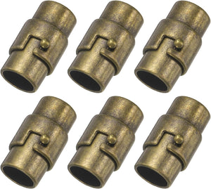6 Pcs Leather Cord End Caps, 0.28" Bracelet Clasps and Closures for Jewelry Making DIY Bracelet Closures, Bronze