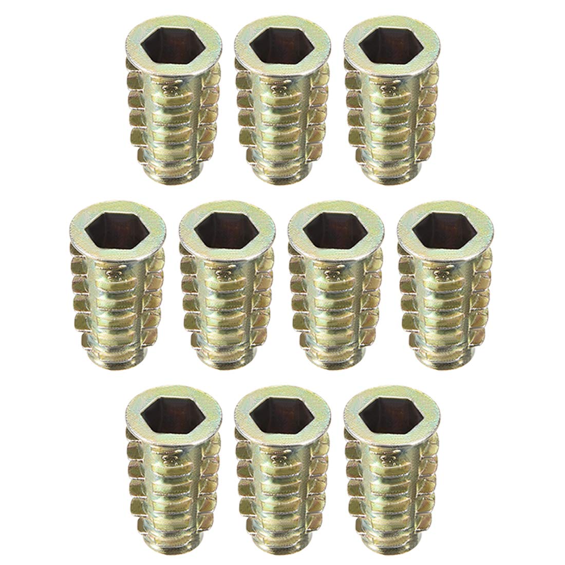 Furniture Threaded Insert Nuts Zinc Alloy M8 Internal Threads 23mm Length 10pcs