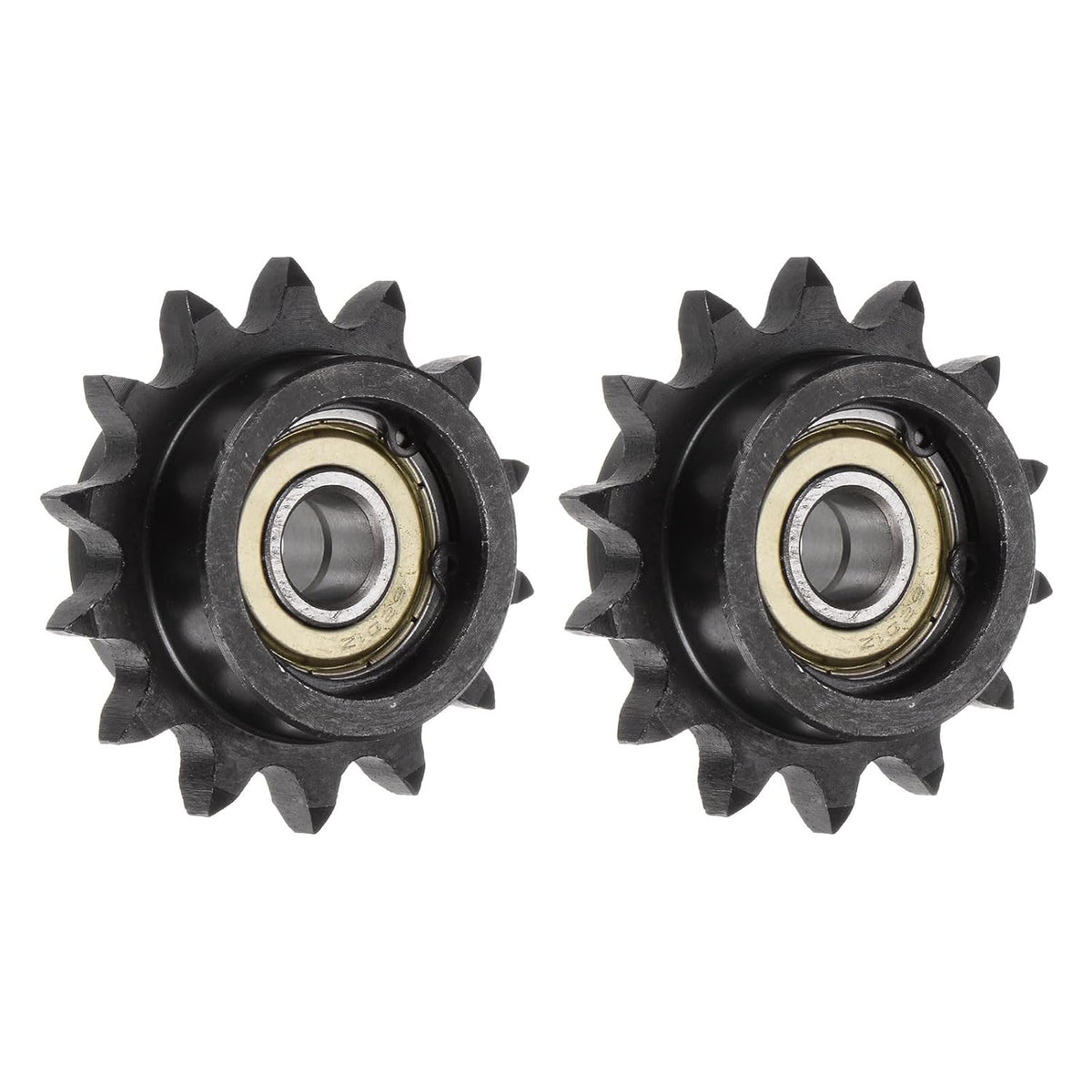 2pcs ANSI #40 / DIN(ISO)08A Roller Chain Idler Sprocket 12mm Bore, 1/2" Pitch, Hardened 14 Tooth Tensioner Sprocket, Insert Single Bearing (B Type)