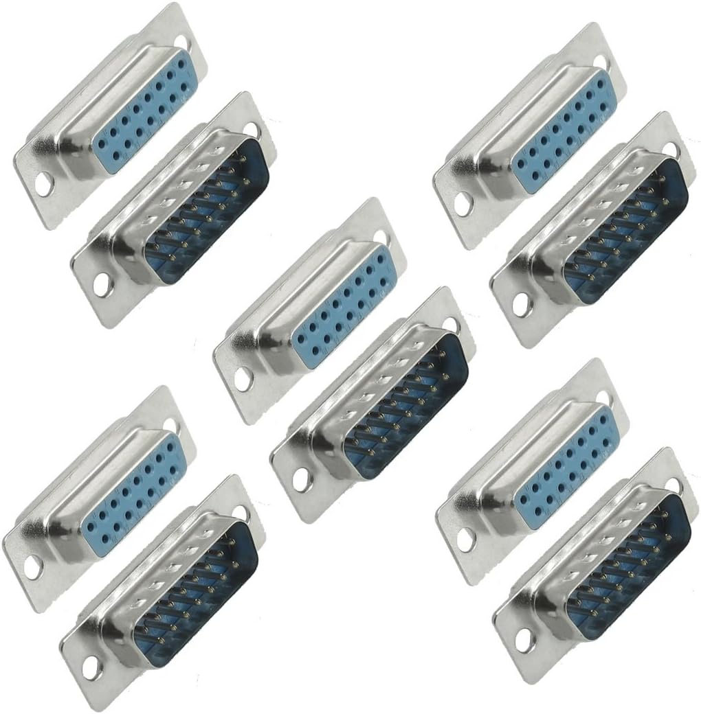 Household DB15 15 Pin Female to Male Solder Type Adapter Connectors 5 Pair