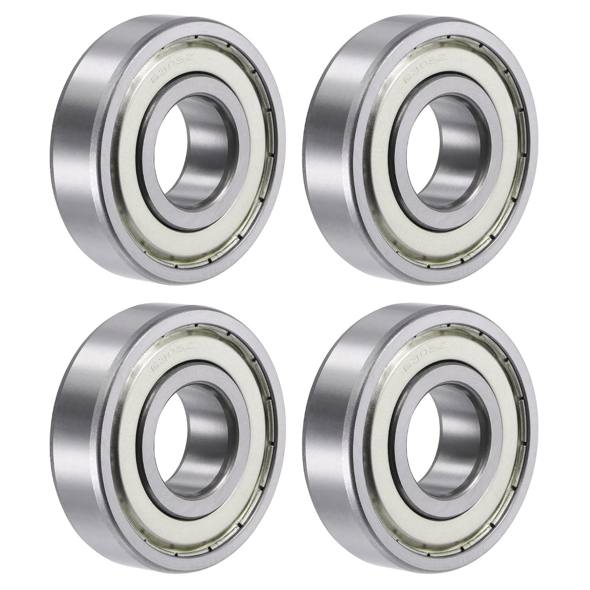6305ZZ Deep Groove Ball Bearings 25mm Bore 62mm OD 17mm Thick Double Shielded Chrome Steel 4pcs